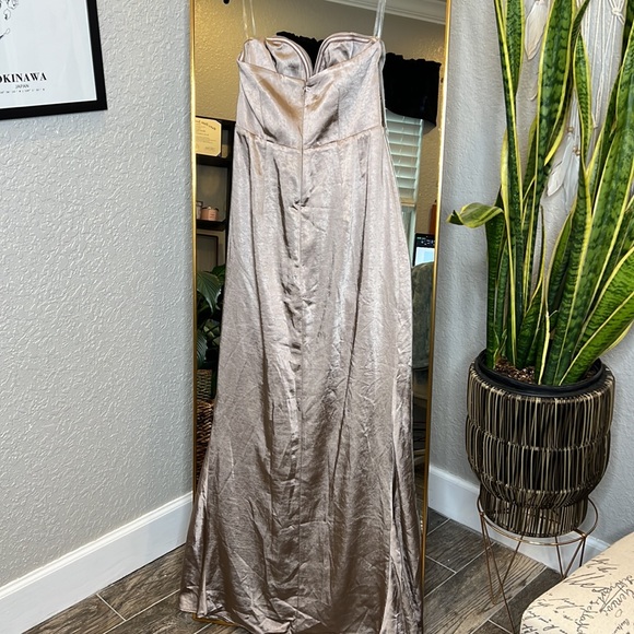 House Of CB 'Sigourney' Mink Satin Draped Front Maxi Dress NWOT - Picture 13 of 15